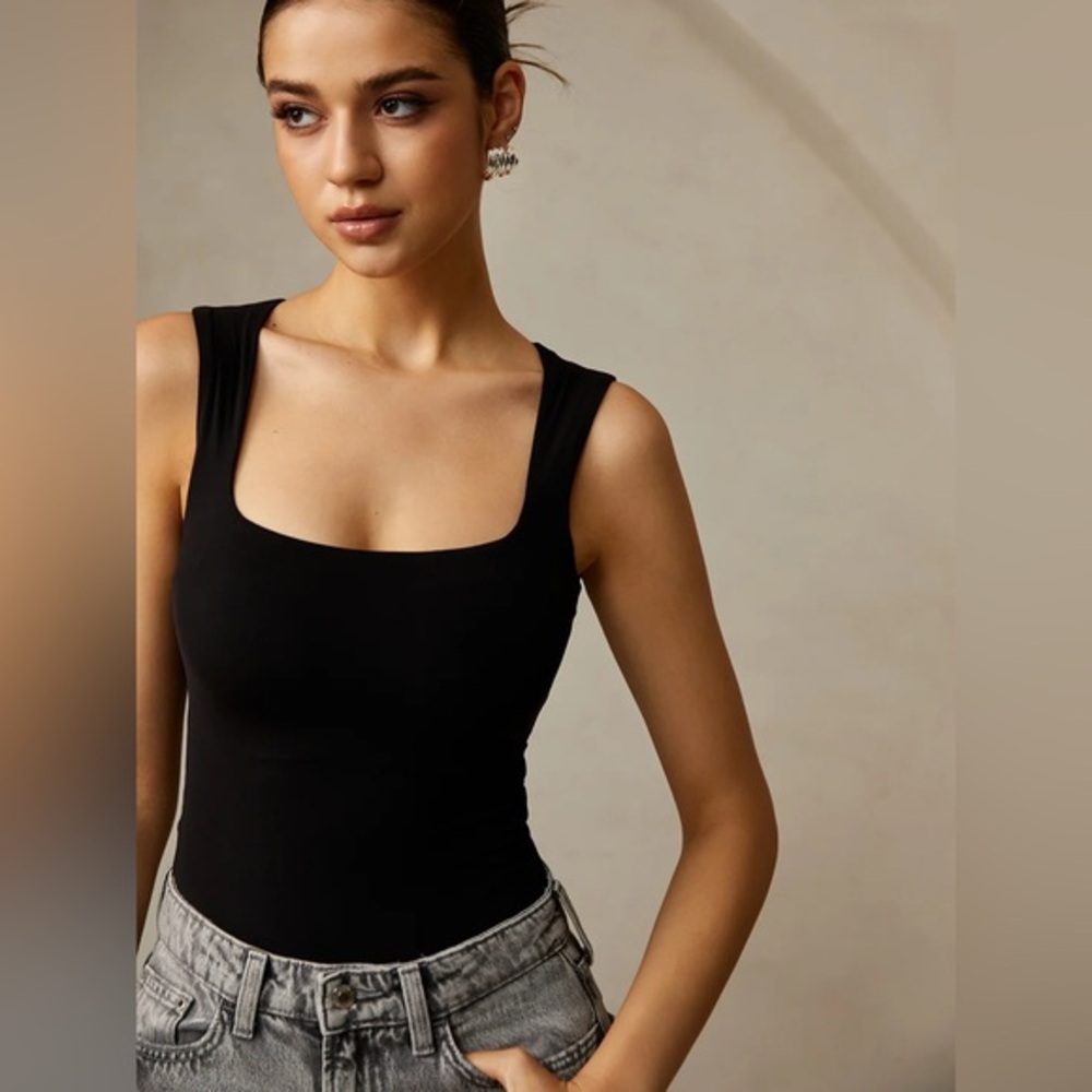 Casual Plain Strappy Top Commense Black XS CC16